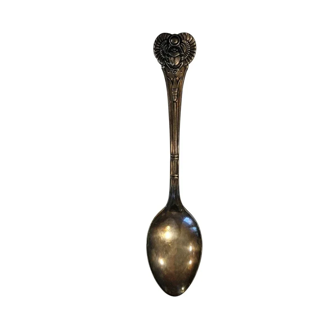 Egyptian Revival Scarab Demitasse Coffee Baby Spoon 4.5